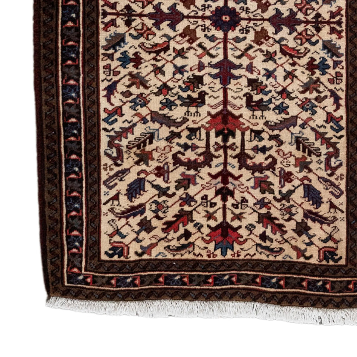3' 1" x 4' 7" - BEIGE AND RED HERIZ GEOMETRIC PERSIAN RUG ( 94 x 140 CM )