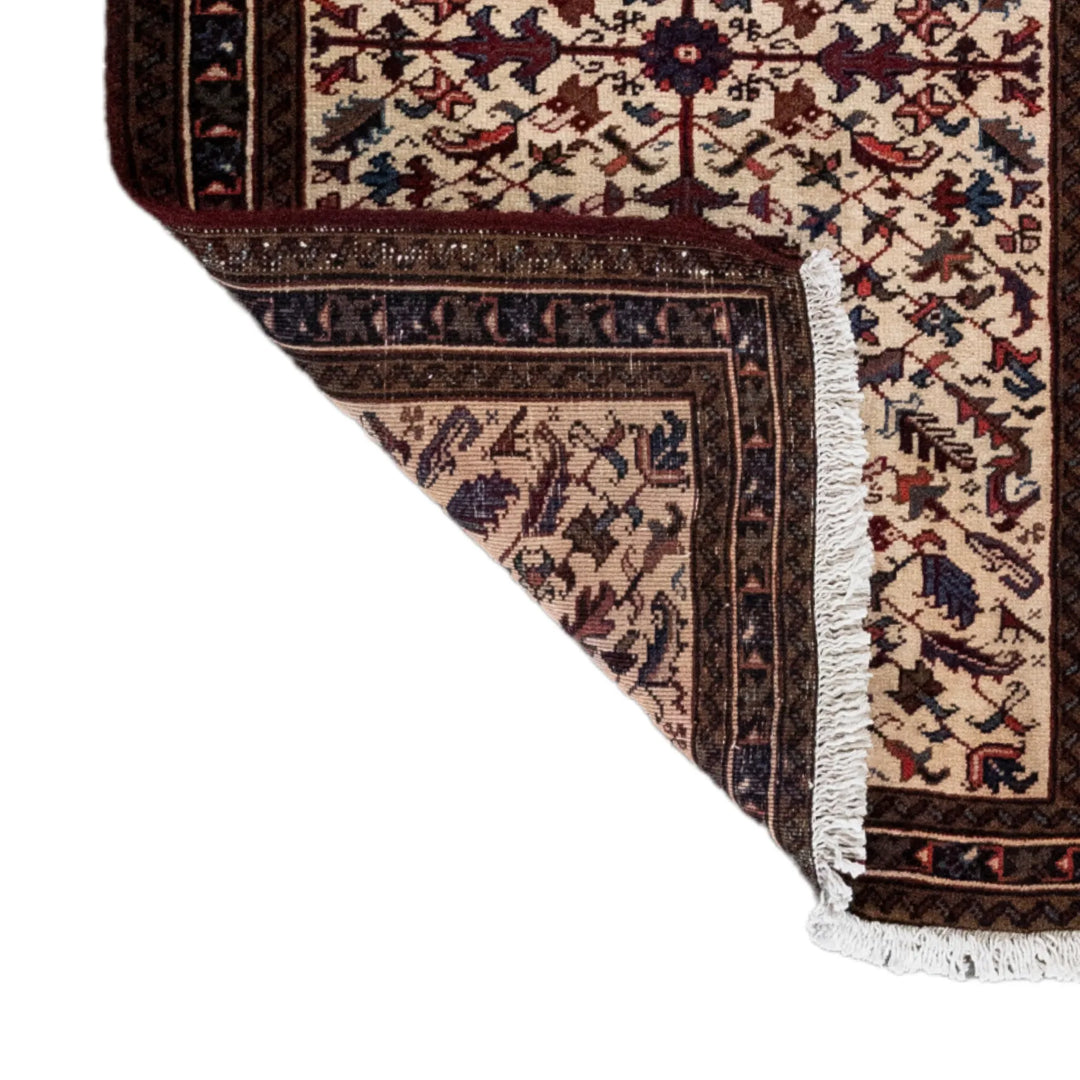 3' 1" x 4' 7" - BEIGE AND RED HERIZ GEOMETRIC PERSIAN RUG ( 94 x 140 CM )