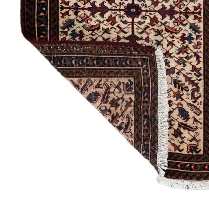 3' 1" x 4' 7" - BEIGE AND RED HERIZ GEOMETRIC PERSIAN RUG ( 94 x 140 CM )