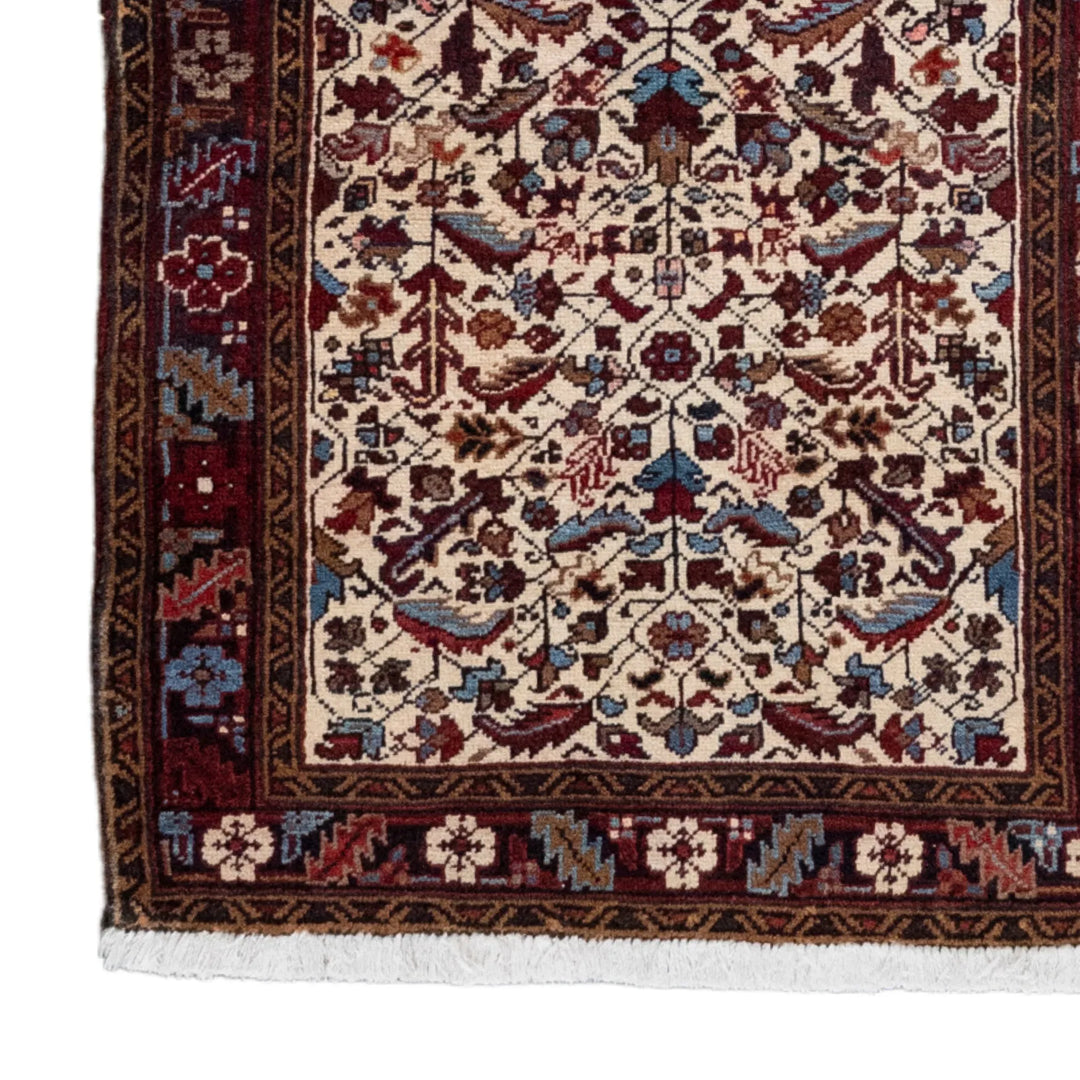 3' 2" x 4' 8" - BEIGE AND RED HERIZ GEOMETRIC PERSIAN RUG ( 96 x 142 CM )
