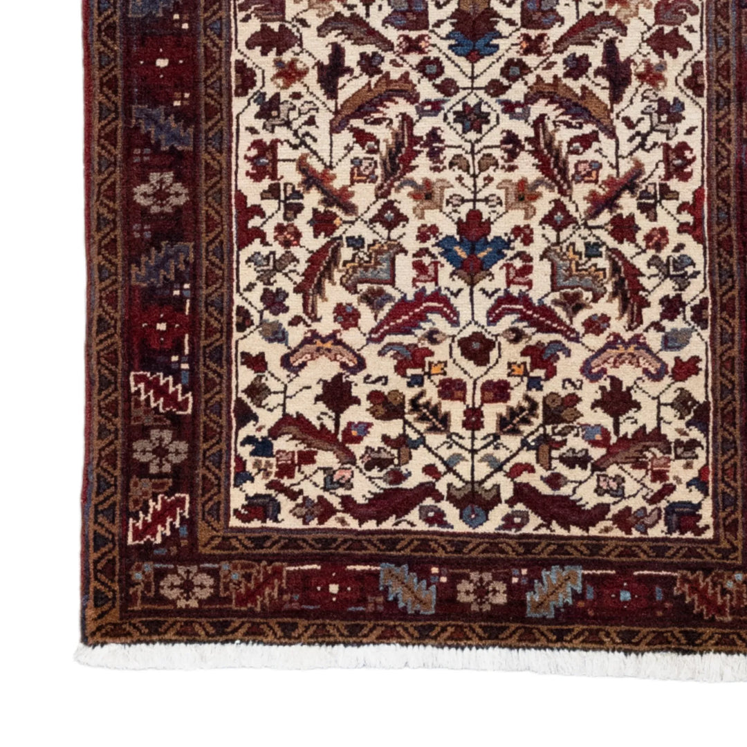 3' 1" x 4' 10" - RED AND RED HERIZ GEOMETRIC PERSIAN RUG ( 94 x 147 CM )