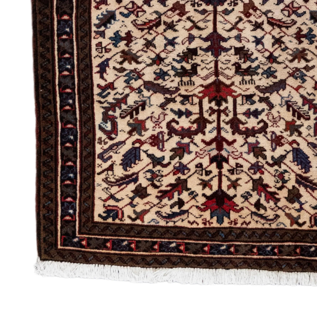 3' 1" x 4' 10" - RED AND NAVY HERIZ GEOMETRIC PERSIAN RUG ( 94 x 147 CM )