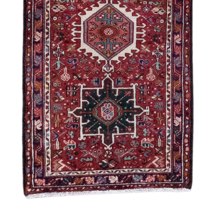 2' 8" x 8' 10" - RED AND RED KARAJEH GEOMETRIC PERSIAN RUG ( 81 x 269 CM )