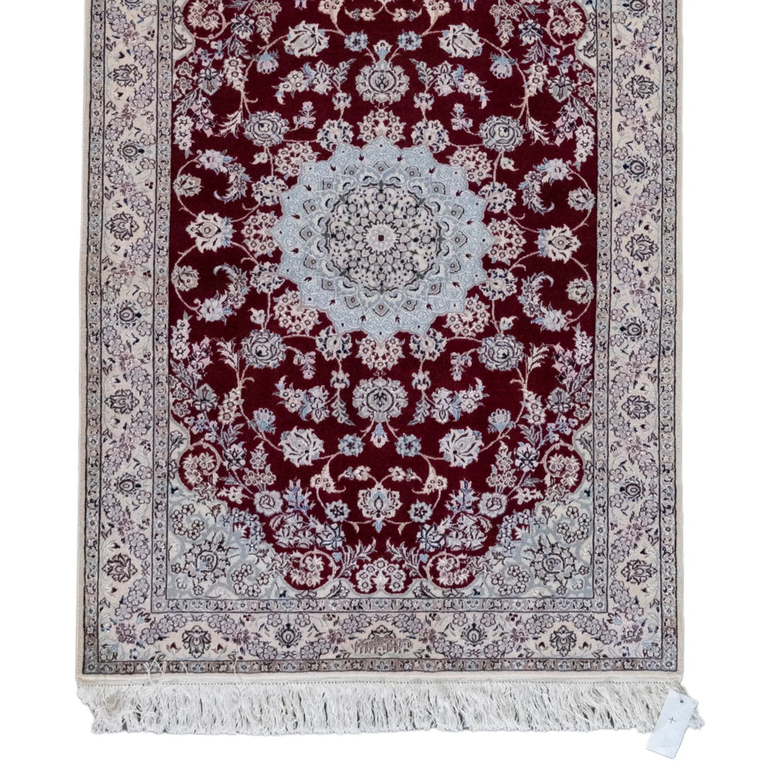 3' 5" x 4' 10" - RED AND BEIGE NAEIN FLORAL PERSIAN RUG ( 104 x 147 CM )