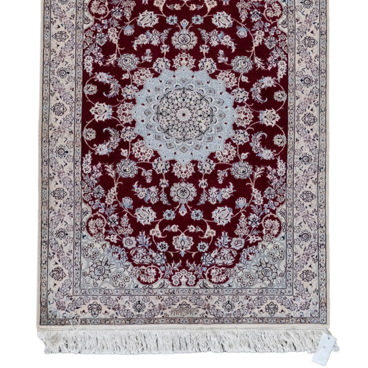3' 5" x 4' 10" - RED AND BEIGE NAEIN FLORAL PERSIAN RUG ( 104 x 147 CM )