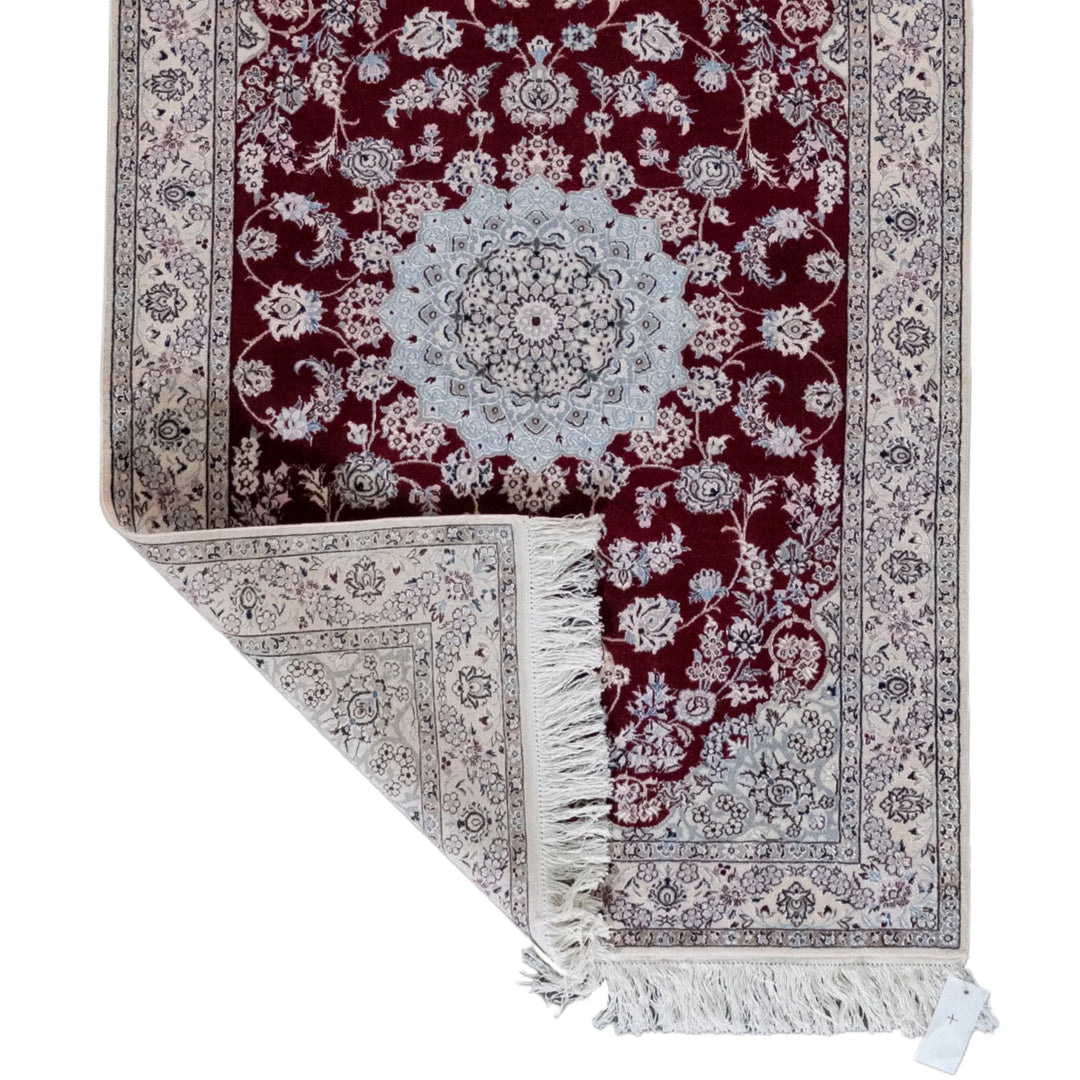 3' 5" x 4' 10" - RED AND BEIGE NAEIN FLORAL PERSIAN RUG ( 104 x 147 CM )