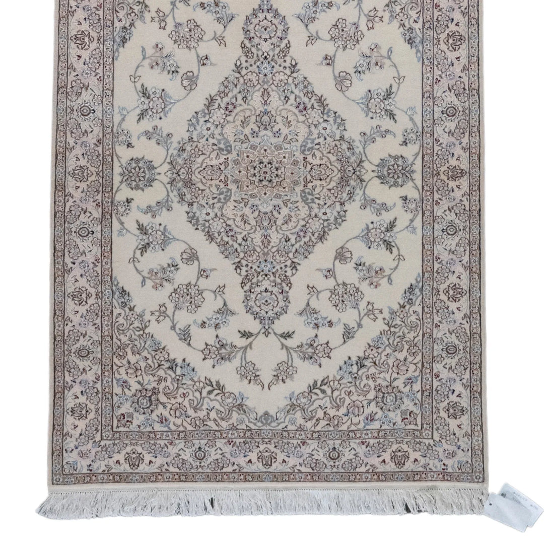 3' 3" x 4' 10" - BEIGE AND BEIGE NAEIN FLORAL PERSIAN RUG ( 99 x 147 CM )