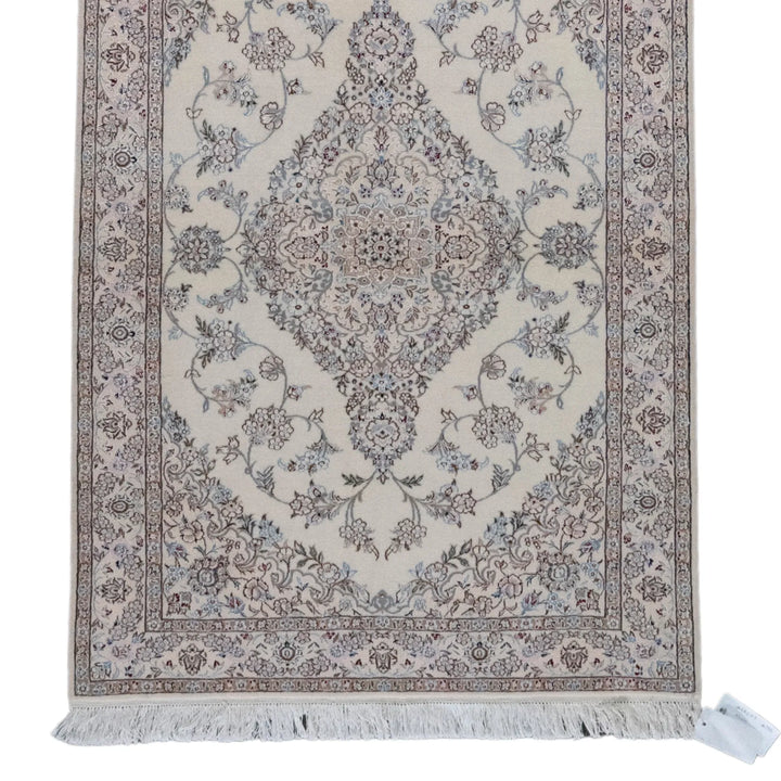 3' 3" x 4' 10" - BEIGE AND BEIGE NAEIN FLORAL PERSIAN RUG ( 99 x 147 CM )