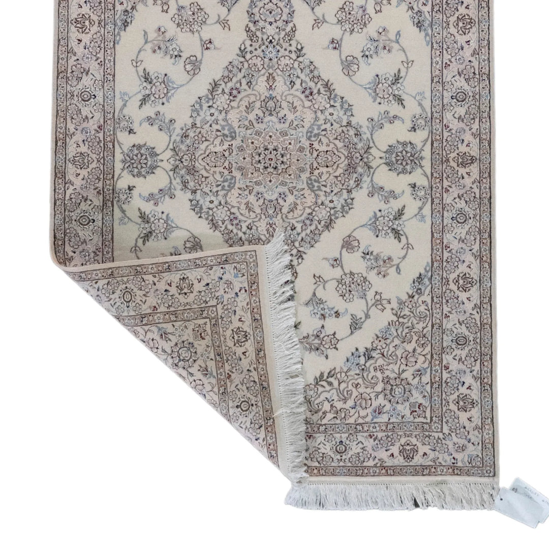 3' 3" x 4' 10" - BEIGE AND BEIGE NAEIN FLORAL PERSIAN RUG ( 99 x 147 CM )