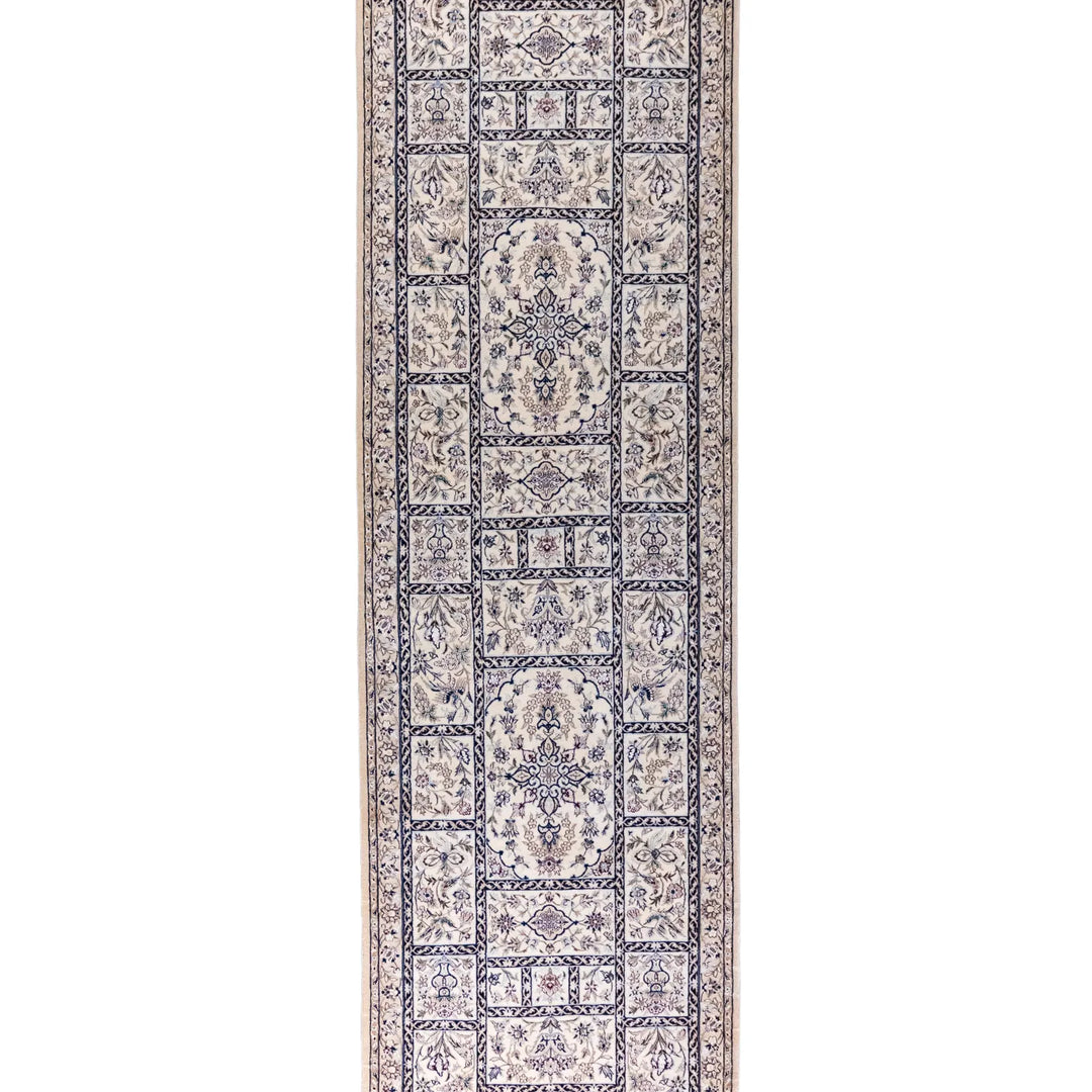 2' 11" x 10' 9" - BEIGE AND BEIGE NAEIN FLORAL PERSIAN RUG ( 89 x 327 CM )
