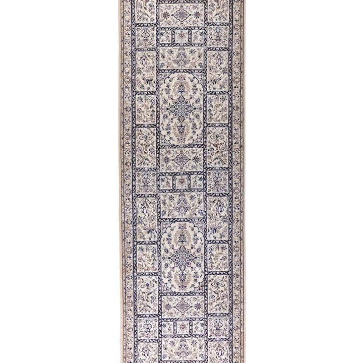 2' 11" x 10' 9" - BEIGE AND BEIGE NAEIN FLORAL PERSIAN RUG ( 89 x 327 CM )