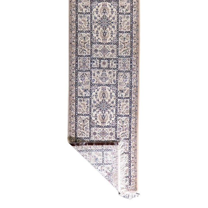 2' 11" x 10' 9" - BEIGE AND BEIGE NAEIN FLORAL PERSIAN RUG ( 89 x 327 CM )