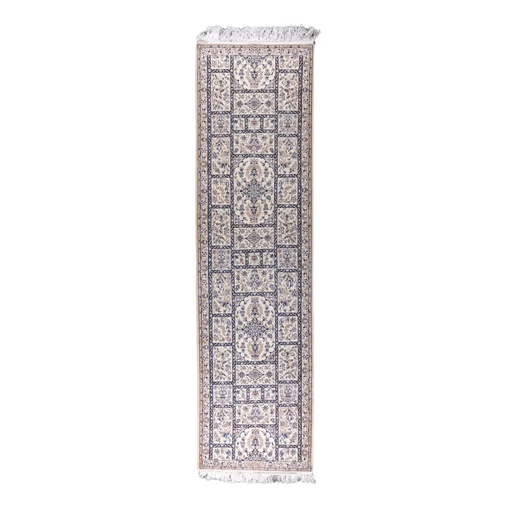 2' 11" x 10' 9" - BEIGE AND BEIGE NAEIN FLORAL PERSIAN RUG ( 89 x 327 CM )