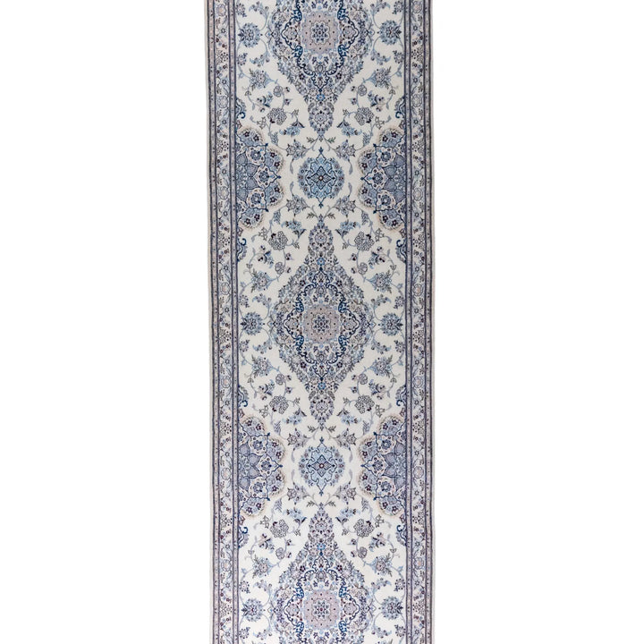 3' 0" x 12' 7" - BEIGE AND BEIGE NAEIN FLORAL PERSIAN RUG ( 91 x 383 CM )