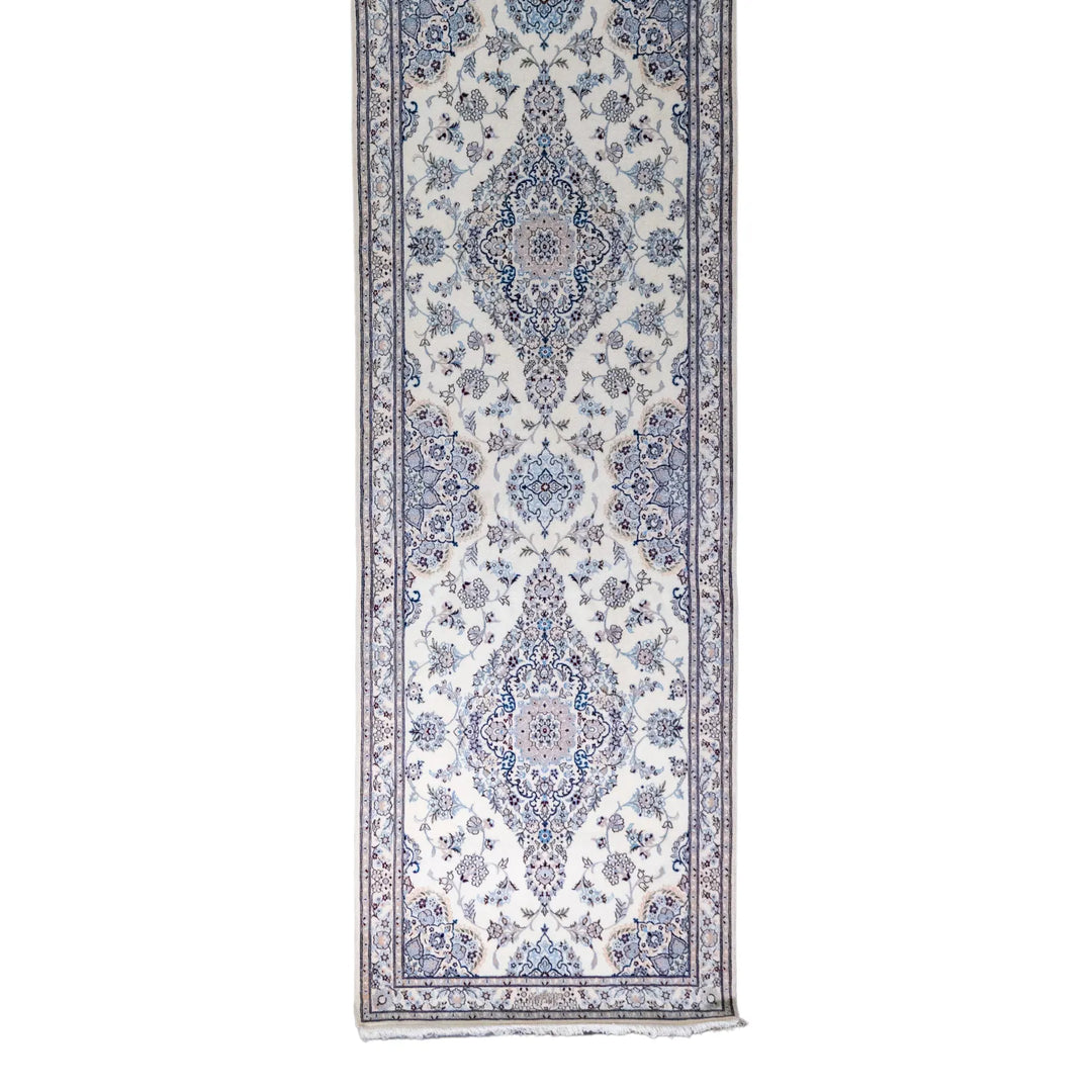 3' 0" x 12' 7" - BEIGE AND BEIGE NAEIN FLORAL PERSIAN RUG ( 91 x 383 CM )