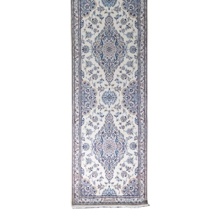 3' 0" x 12' 7" - BEIGE AND BEIGE NAEIN FLORAL PERSIAN RUG ( 91 x 383 CM )