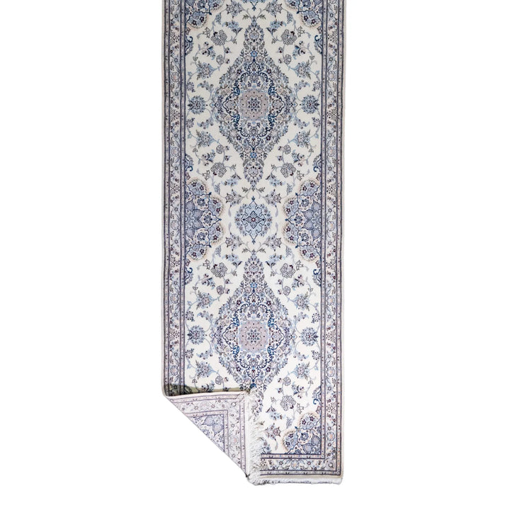 3' 0" x 12' 7" - BEIGE AND BEIGE NAEIN FLORAL PERSIAN RUG ( 91 x 383 CM )