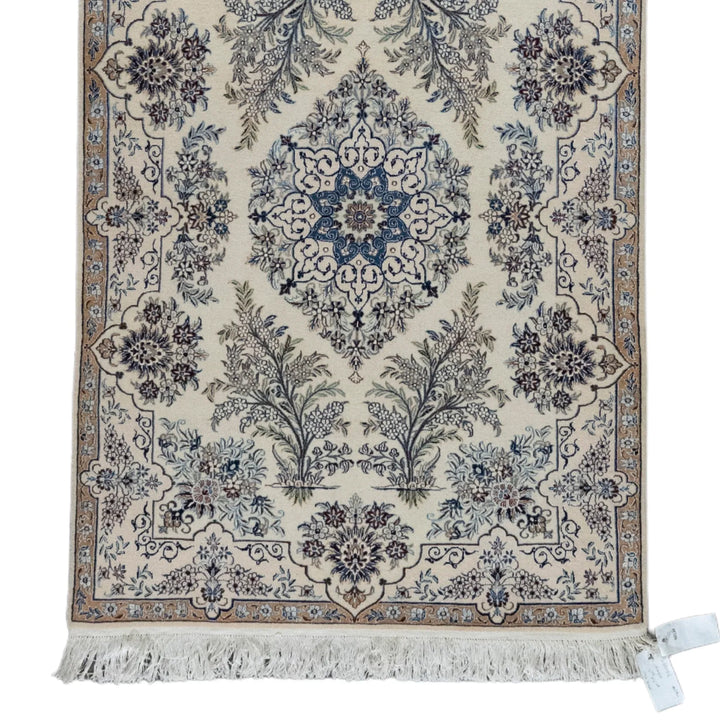 3' 3" x 4' 9" - BEIGE AND BEIGE NAEIN FLORAL PERSIAN RUG ( 99 x 145 CM )