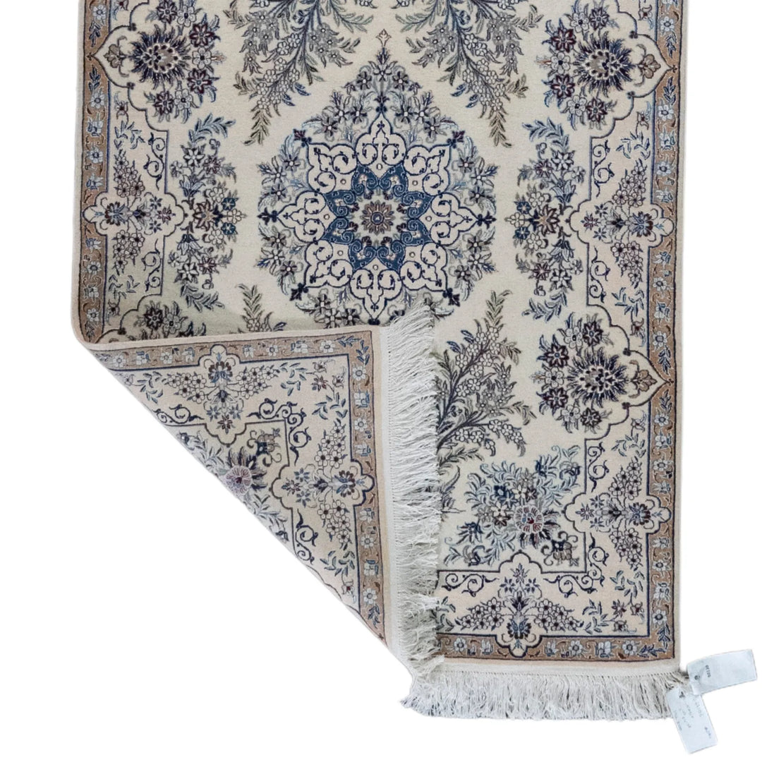 3' 3" x 4' 9" - BEIGE AND BEIGE NAEIN FLORAL PERSIAN RUG ( 99 x 145 CM )