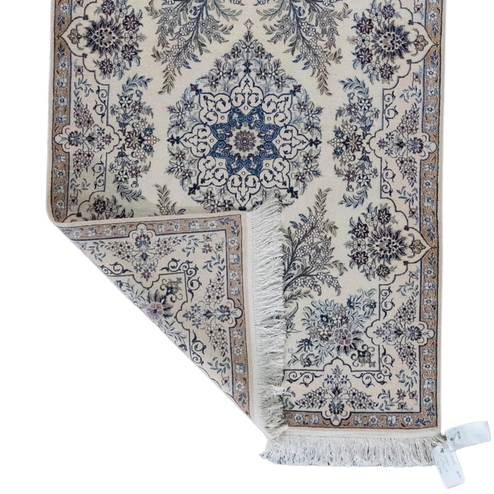 3' 3" x 4' 9" - BEIGE AND BEIGE NAEIN FLORAL PERSIAN RUG ( 99 x 145 CM )