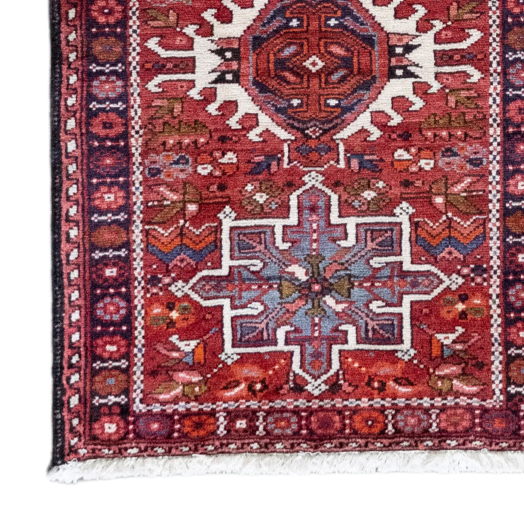 2' 8" x 8' 2" - RED AND BLUE KARAJEH GEOMETRIC PERSIAN RUG ( 80 x 250 CM )