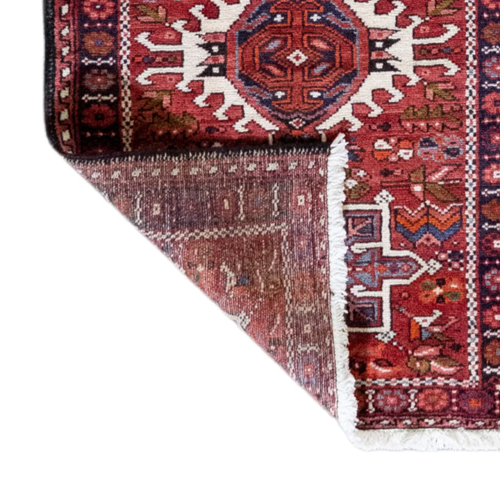 2' 8" x 8' 2" - RED AND BLUE KARAJEH GEOMETRIC PERSIAN RUG ( 81 x 249 CM )