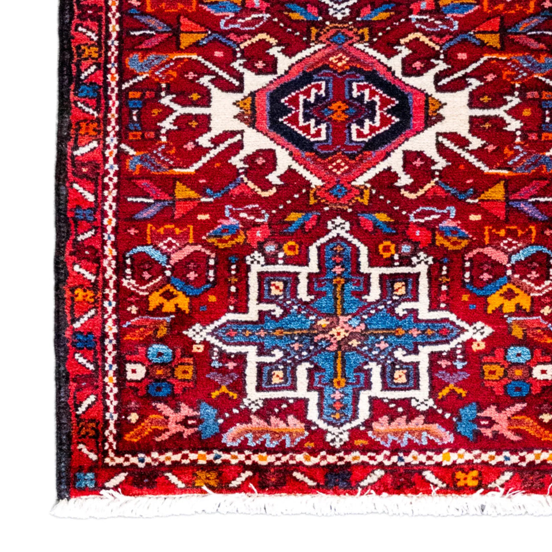 2' 2" x 2' 11" - RED AND RED KARAJEH GEOMETRIC PERSIAN RUG ( 66 x 89 CM )