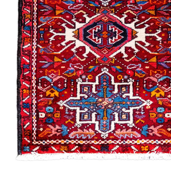 2' 2" x 2' 11" - RED AND RED KARAJEH GEOMETRIC PERSIAN RUG ( 66 x 89 CM )