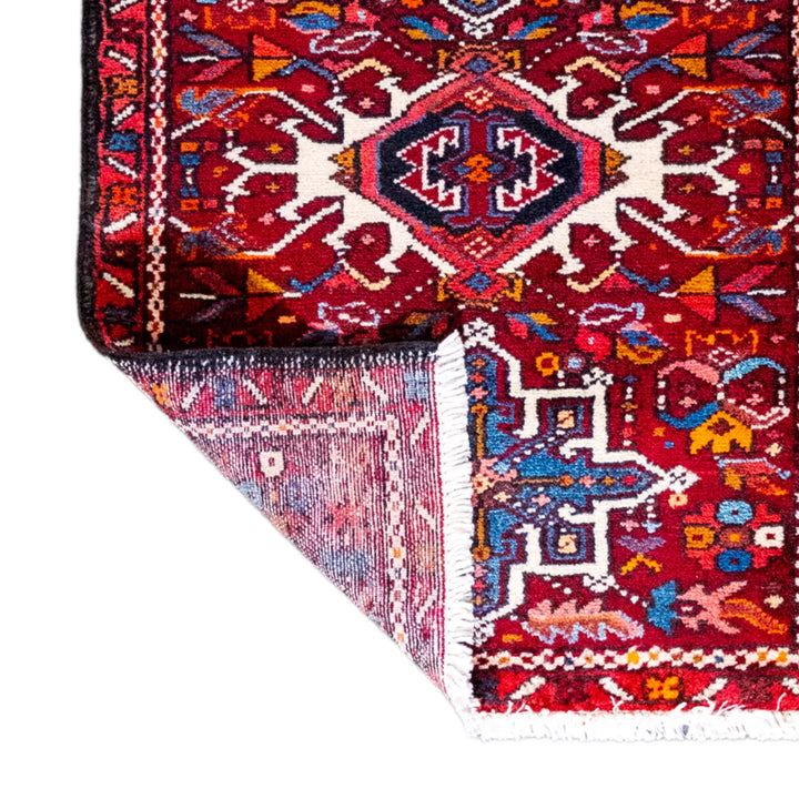 2' 2" x 2' 11" - RED AND RED KARAJEH GEOMETRIC PERSIAN RUG ( 66 x 89 CM )