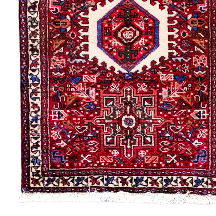 2' 2" x 3' 1" - RED AND RED KARAJEH GEOMETRIC PERSIAN RUG ( 66 x 94 CM )