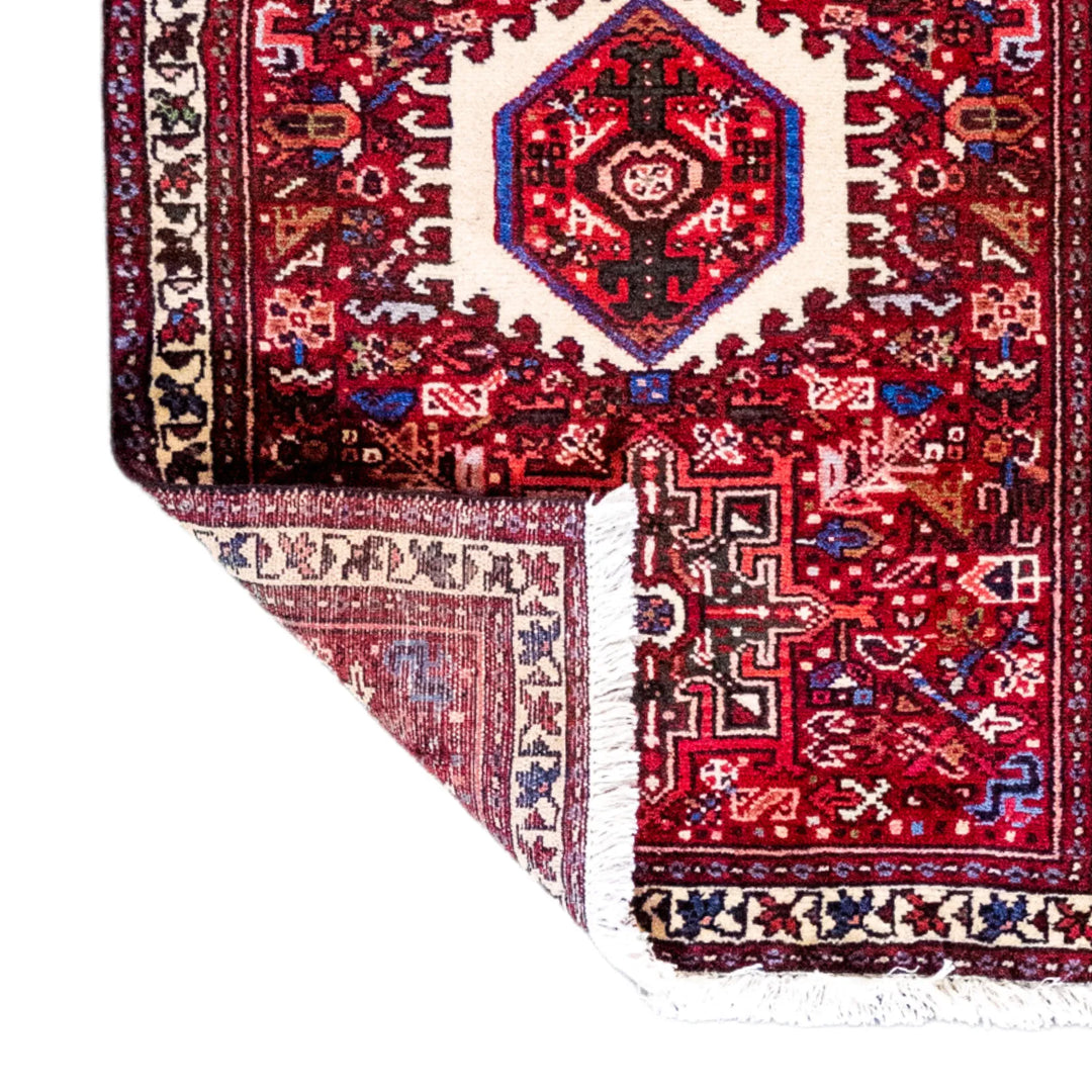 2' 2" x 3' 1" - RED AND RED KARAJEH GEOMETRIC PERSIAN RUG ( 66 x 94 CM )
