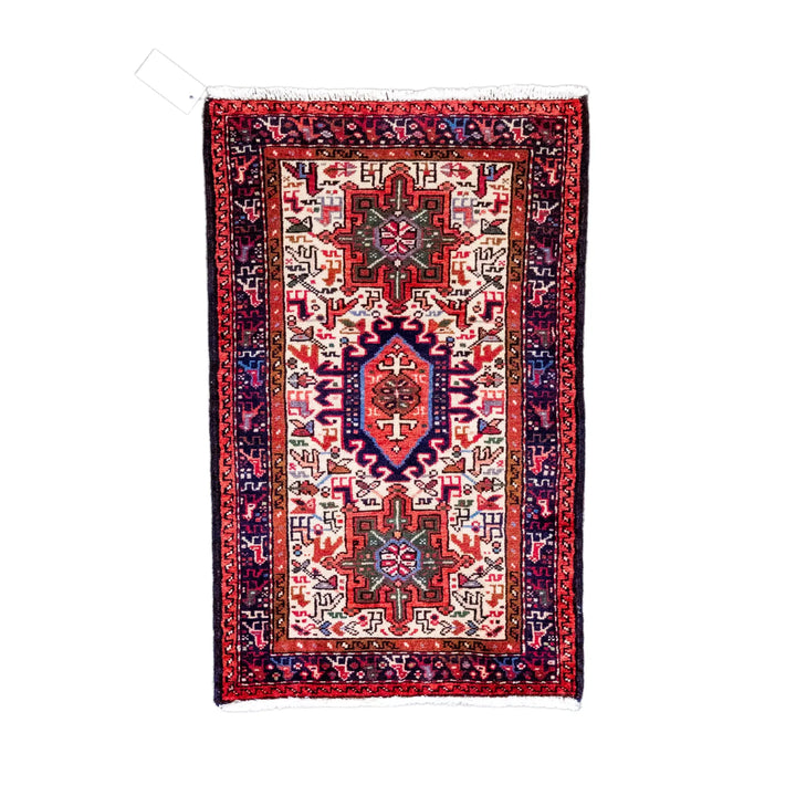 2' 0" x 3' 3" - RED AND RED KARAJEH GEOMETRIC PERSIAN RUG ( 61 x 99 CM )