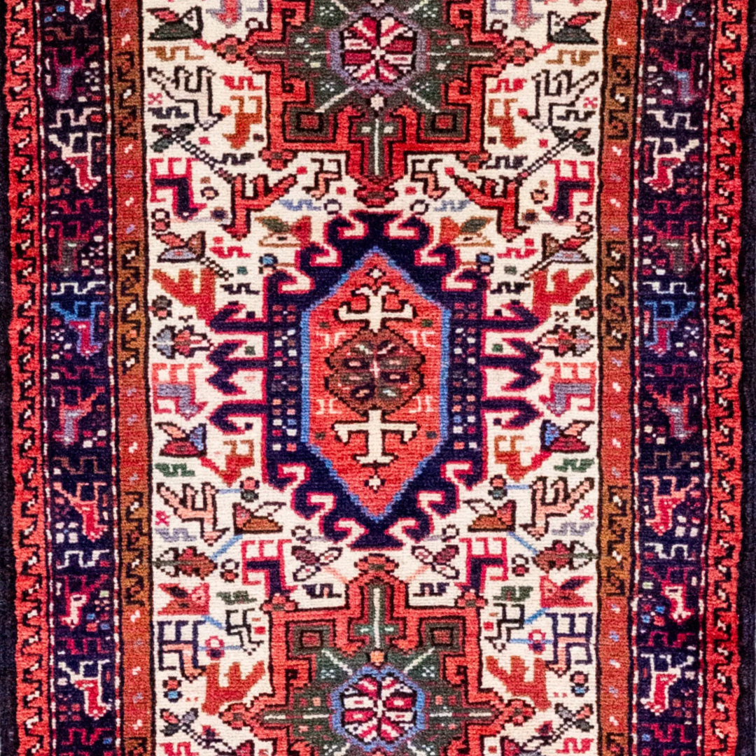 2' 0" x 3' 3" - RED AND RED KARAJEH GEOMETRIC PERSIAN RUG ( 61 x 99 CM )