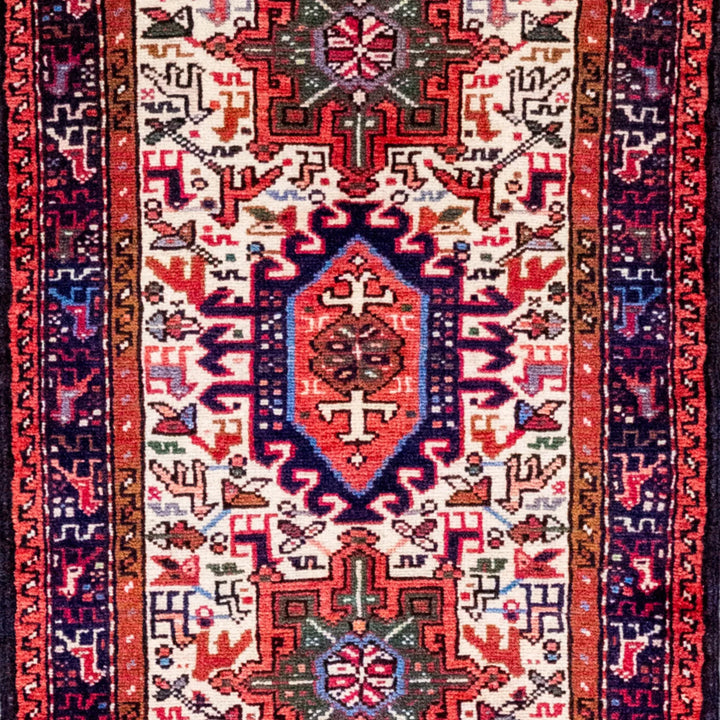 2' 0" x 3' 3" - RED AND RED KARAJEH GEOMETRIC PERSIAN RUG ( 61 x 99 CM )