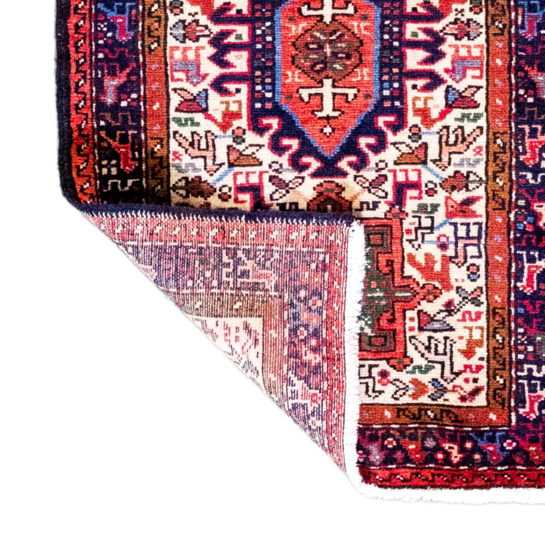 2' 0" x 3' 3" - RED AND RED KARAJEH GEOMETRIC PERSIAN RUG ( 61 x 99 CM )