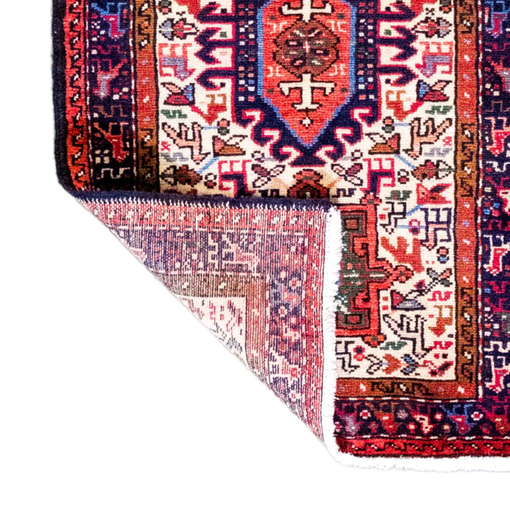 2' 0" x 3' 3" - RED AND RED KARAJEH GEOMETRIC PERSIAN RUG ( 61 x 99 CM )