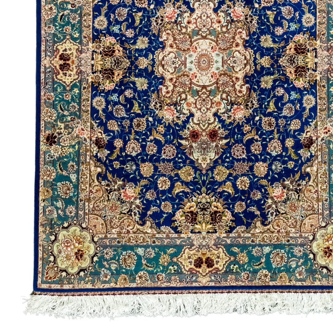 5' 0" x 6' 9" - BLUE AND GREEN TABRIZ FLORAL PERSIAN RUG ( 152 x 206 CM )