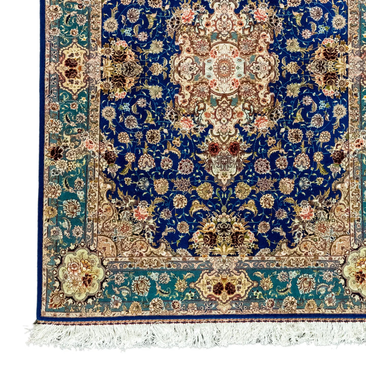 5' 0" x 6' 9" - BLUE AND GREEN TABRIZ FLORAL PERSIAN RUG ( 152 x 206 CM )
