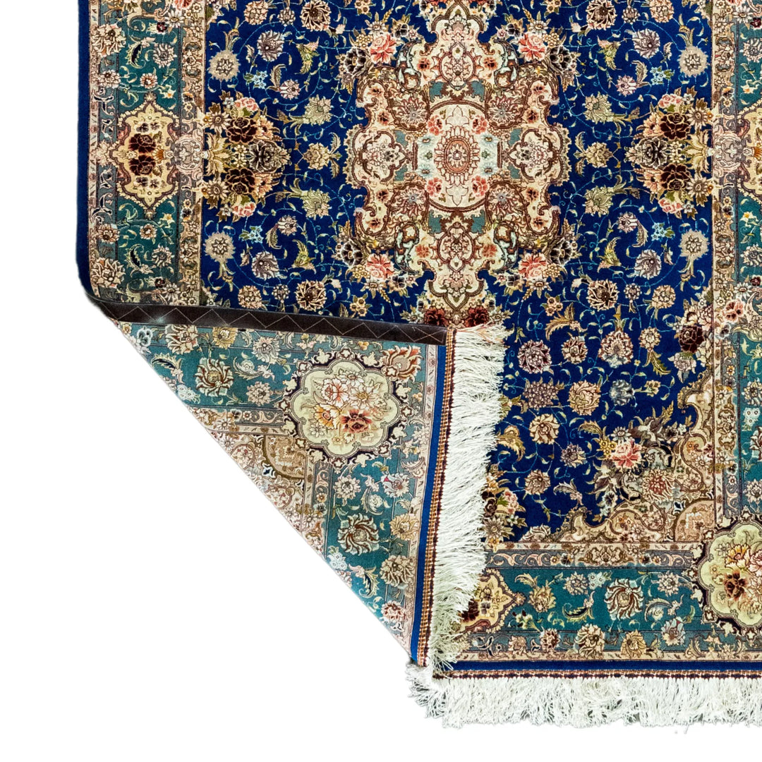 5' 0" x 6' 9" - BLUE AND GREEN TABRIZ FLORAL PERSIAN RUG ( 152 x 206 CM )
