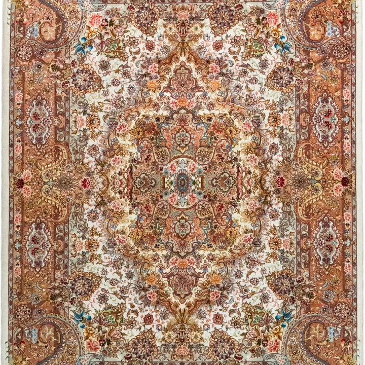 5' 0" x 7' 0" - BEIGE AND ROSE TABRIZ FLORAL PERSIAN RUG ( 152 x 213 CM )
