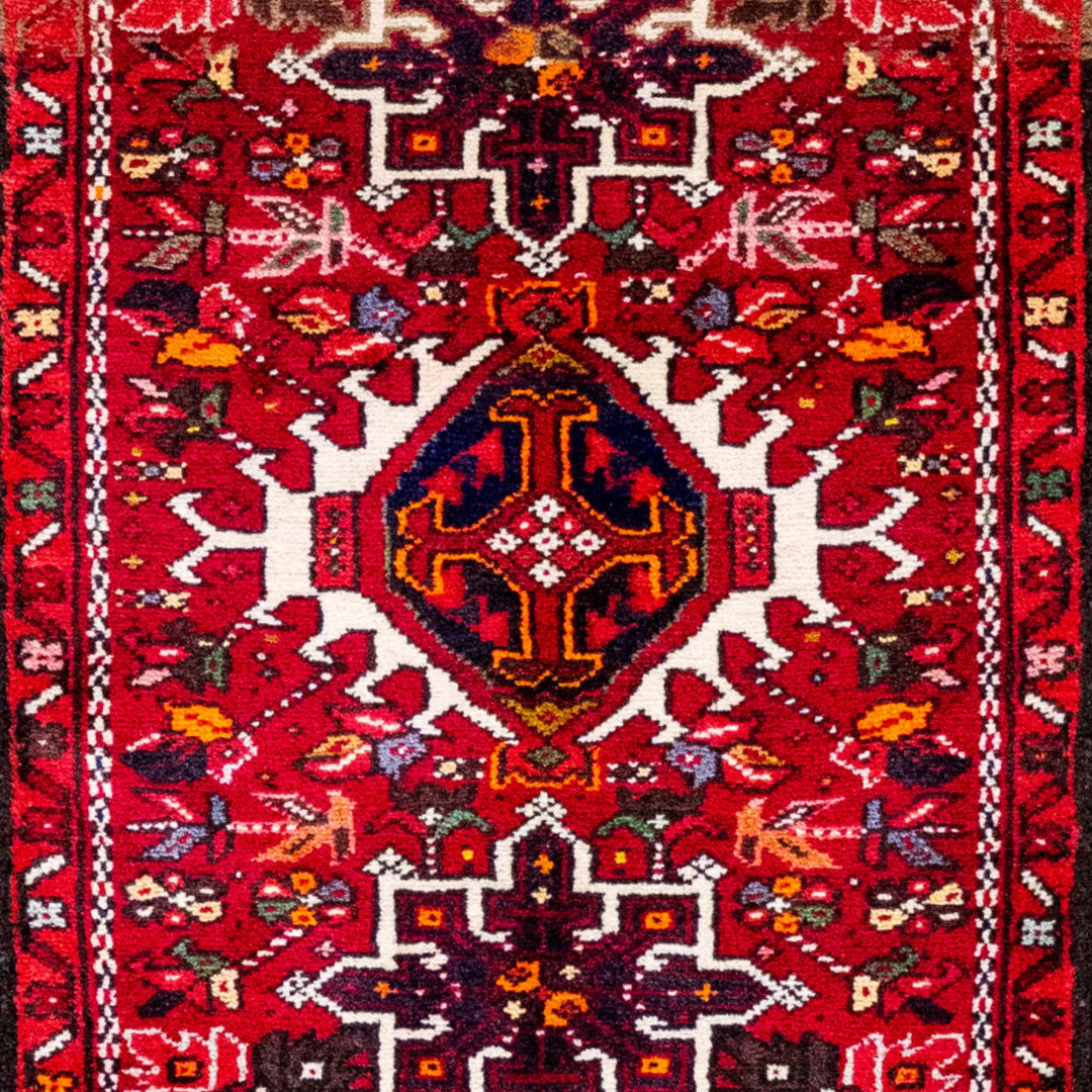 2' 2" x 2' 11" - BEIGE AND ROSE KARAJEH GEOMETRIC PERSIAN RUG ( 66 x 89 CM )