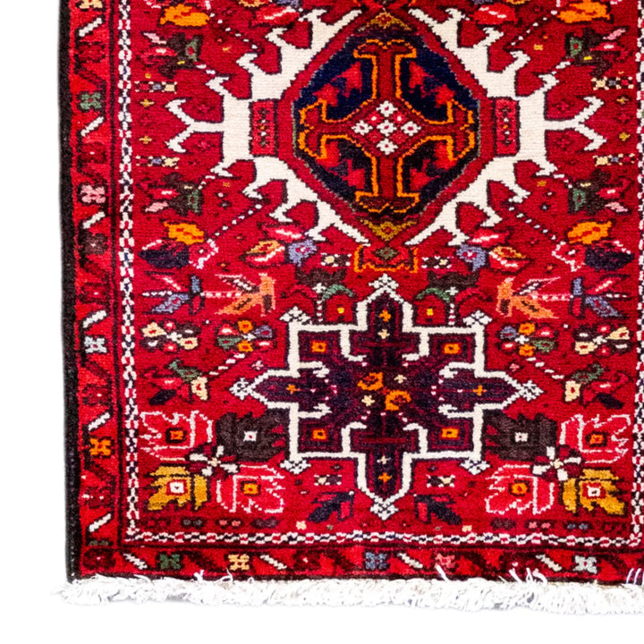 2' 2" x 2' 11" - BEIGE AND ROSE KARAJEH GEOMETRIC PERSIAN RUG ( 66 x 89 CM )