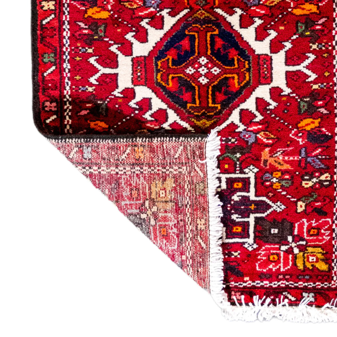 2' 2" x 2' 11" - BEIGE AND ROSE KARAJEH GEOMETRIC PERSIAN RUG ( 66 x 89 CM )