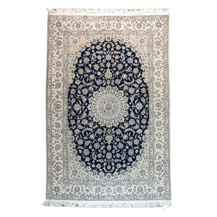 5' 6" x 8' 2" - BEIGE AND BLUE NAEIN FLORAL PERSIAN RUG ( 167 x 249 CM )