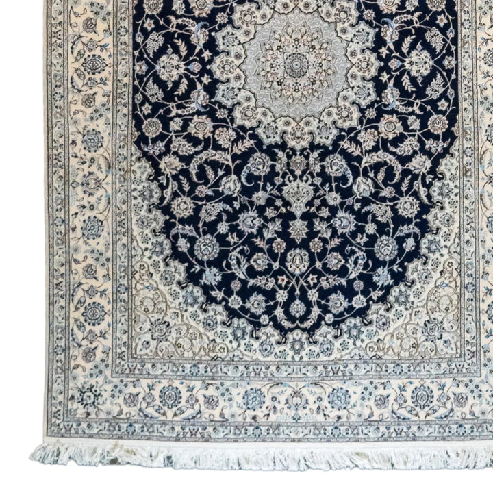 5' 6" x 8' 2" - BEIGE AND BLUE NAEIN FLORAL PERSIAN RUG ( 167 x 249 CM )