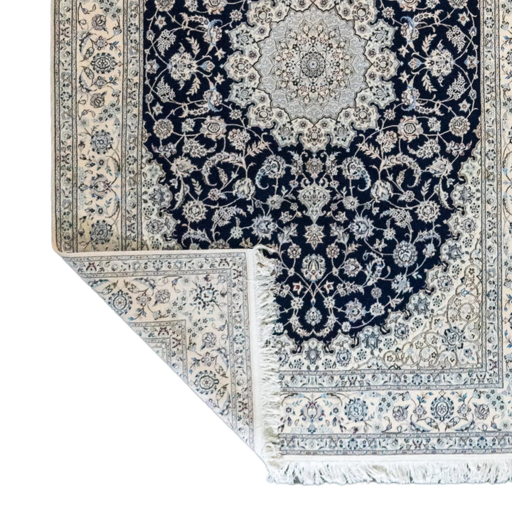 5' 6" x 8' 2" - BEIGE AND BLUE NAEIN FLORAL PERSIAN RUG ( 167 x 249 CM )