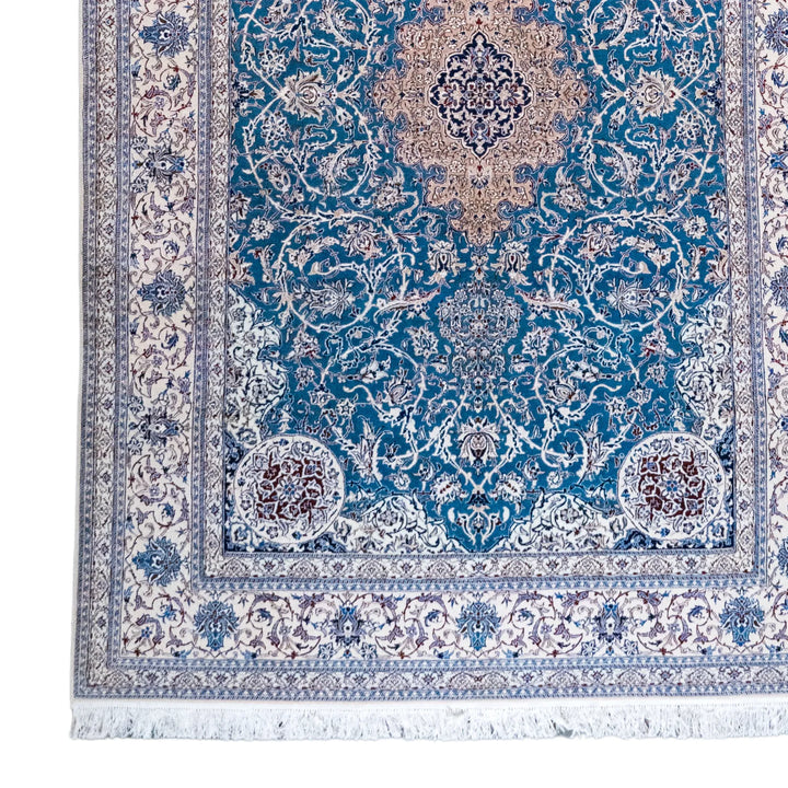 5' 0" x 7' 5" - RED AND BEIGE NAEIN FLORAL PERSIAN RUG ( 152 x 226 CM )