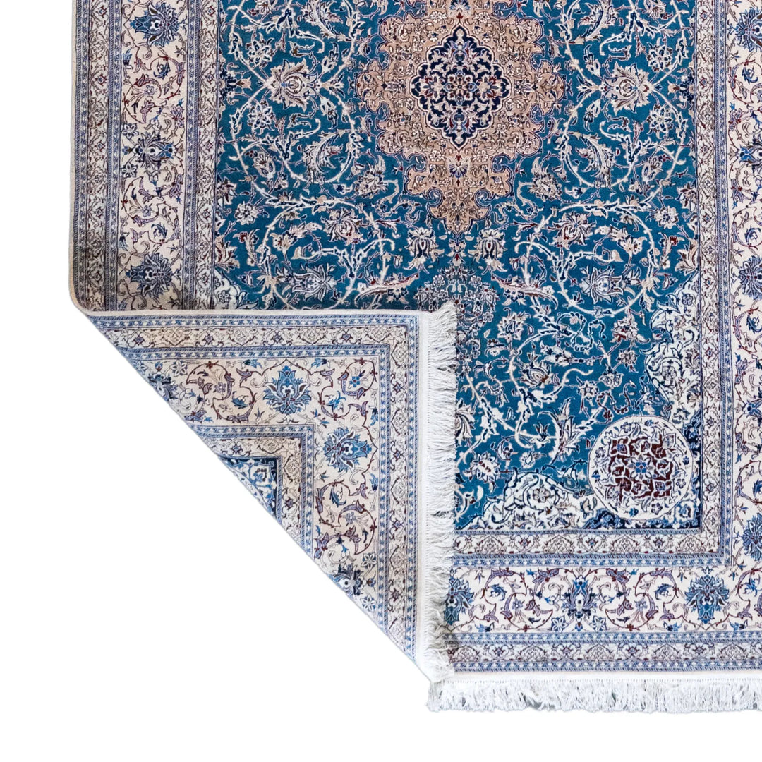 5' 0" x 7' 5" - RED AND BEIGE NAEIN FLORAL PERSIAN RUG ( 152 x 226 CM )