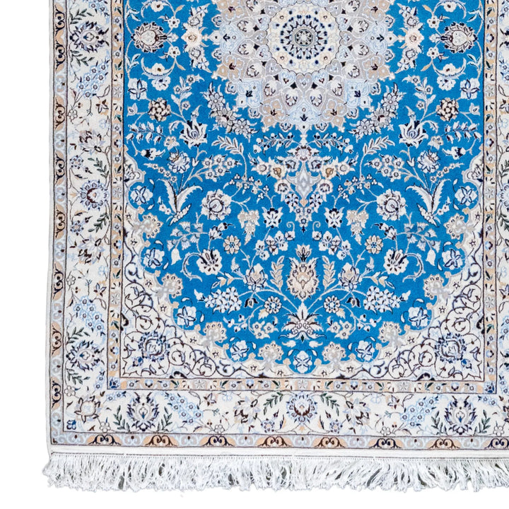 4' 2" x 6' 9" - BEIGE AND BEIGE NAEIN FLORAL PERSIAN RUG ( 127 x 206 CM )