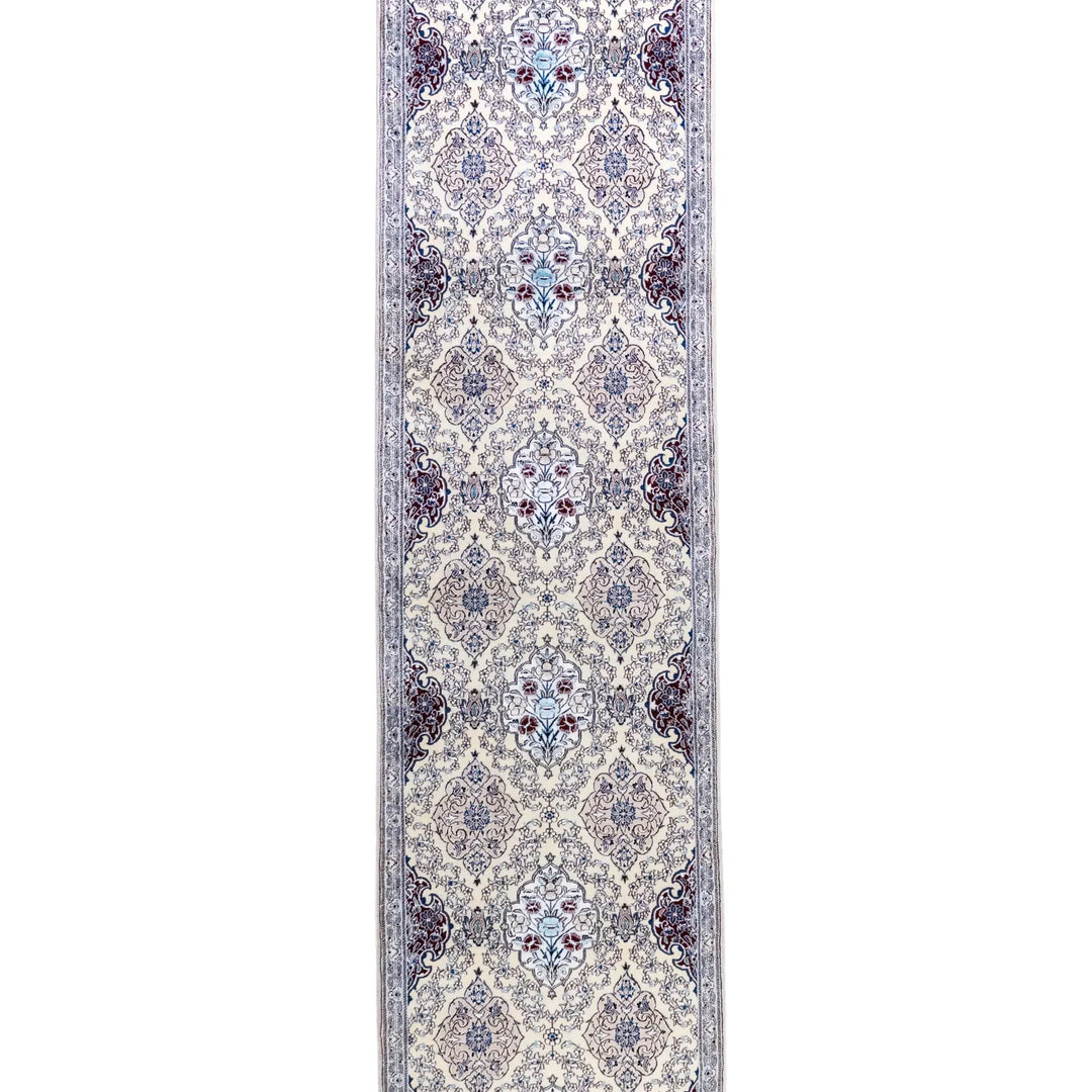 2' 5" x 17' 2" - BLUE AND BEIGE NAEIN FLORAL PERSIAN RUG ( 73 x 523 CM )